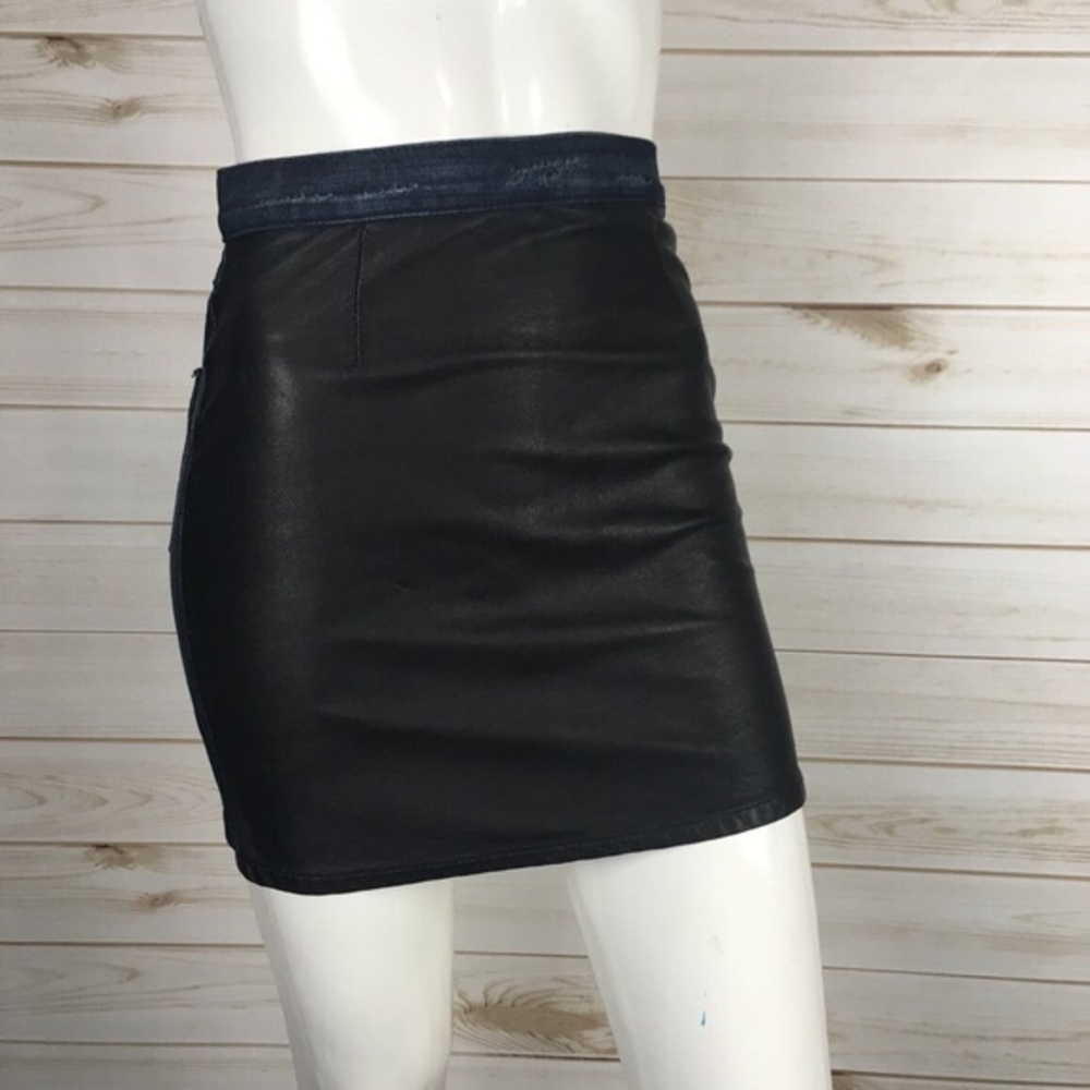 Guess Premium Leather & Denim Skirt
